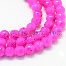 Baking Painted Glass Round Bead Strands, HotPink, 8.5~9mm, Hole: 1.5mm; about 105pcs/strand, 31.8″