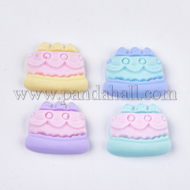 Resin Cabochons, Imitation Food, Cake, Mixed Color, 15×16.5×4.5mm