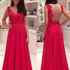 C Chicloth Aline Chiffon Cute Long Prom Dresses Cheap