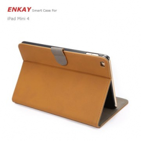 ENKAY PU Retro Matte With Card Slot   Bracket Smart Sleep Protection Cases For iPad Mini 4