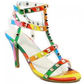 Fashionable Rivets and Color Block Design Sandals For Women