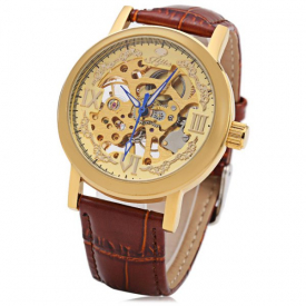 JIJIA Roman Scale Style Hollow out Mechanical Watch for Male