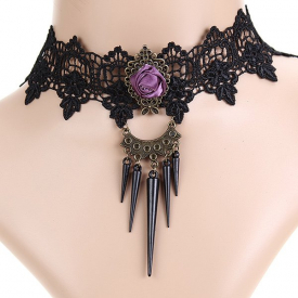 Statement Cone Rose Hollowed Lace Necklace