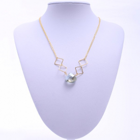 Faux Crystal Geometric Hollow Out Necklace