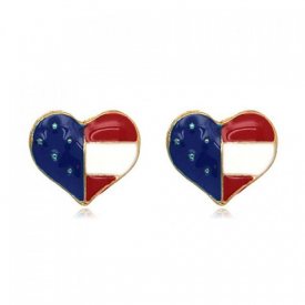American Flag Heart Shape Stud Earrings