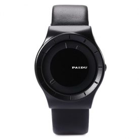 PAIDU 58977 Leather Strap Casual Male Quartz Watch with Nailed Scale