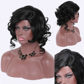 Short Side Parting Curly Heat Resistant Fiber Wig