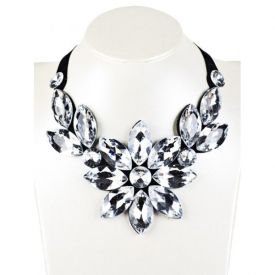 Faux Crystal Floral Statement Necklace