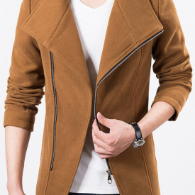 Stand Collar Side Zipper Up Wool Blend Jacket