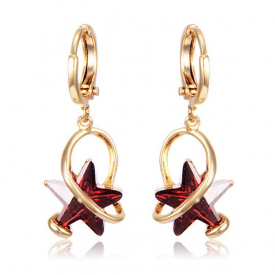 Star Faux Crystal Drop Earrings