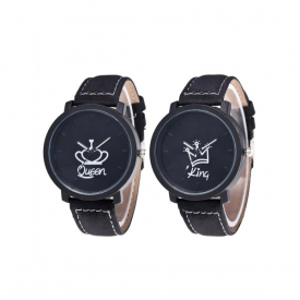 King Queen Crown Analog Couple Watches