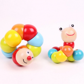 1PC Lovely Caterpillar Pattern Twist Wooden Toy for Kids