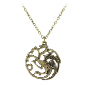 Popular Retro Necklace with Three Heads Dragon Pattern Pendant