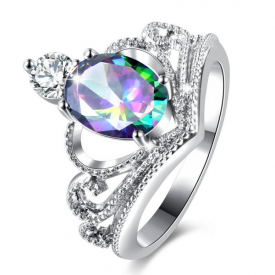 Sparkly Faux Crystal Gem Oval Ring