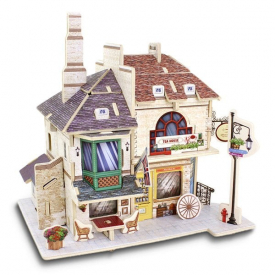 Creative DIY 3D British Style Wooden House Model Set Pretend Play Jigsaw Puzzle