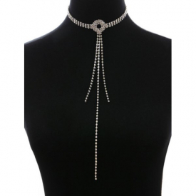 Sparkly Rhinestone Fringed Chain Necklace