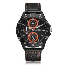 Number Quartz Analog Faux Leather Watch