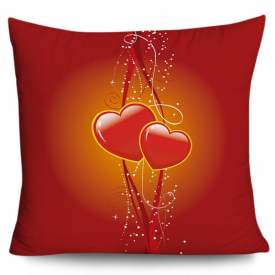 Valentine’s Day Double Hearts Printed Square Pillowcase