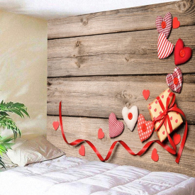 Valentine’s Day Gift Hearts Wood Grain Wall Art Tapestry