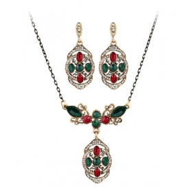 Bohemian Rhinestone Round Jewelry Set