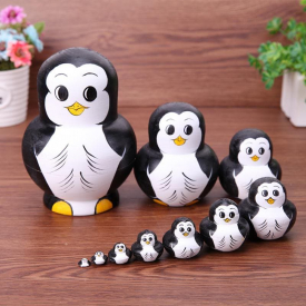 WUIBN Ten Layers Penguin Russian Nesting Matryoshka Doll Gift Decoration