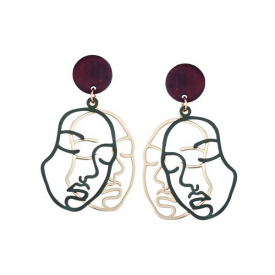 Hollow Out Human Face Drop Earrings