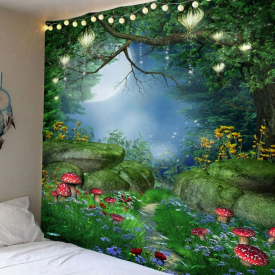 Fantastic Mushroom Forest Pattern Bedroom Decor Hanging Tapestry