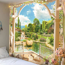 Garden Printed Waterproof Wall Hanging Art Tapestry