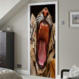 Angry Tiger Printed Decorative Door Stickers