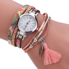 Braided Wing Tassel Bracelet Wrap Number Watch