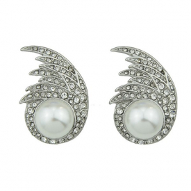 Artificial Pearl Angle Wings Stud Earrings
