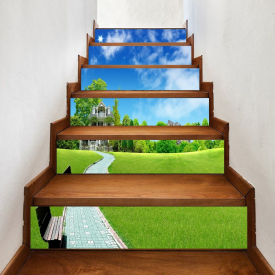 Clouds Sky Grassplot Pattern Stair Stickers