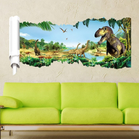 3D Effect DIY Removable Dinosaur Paradise Wall Sticker Decal Wallpaper for Decor