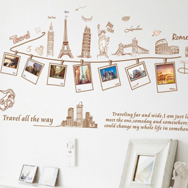 Modern Style Wall Sticker Travel Photos Bedroom Living Room Decorative Wallpaper