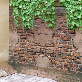 Bricks Wall Flowers Plants Print Hanging Tapestry