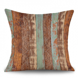 Retro Wood Grain Print Linen Pillowcase