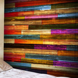 Colorful Horizontal Direction Wood Planks Print Tapestry