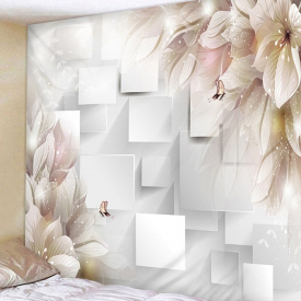 Flower Butterfly Square Pattern Wall Hanging Tapestry