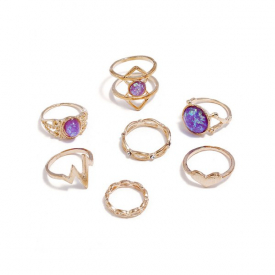 Rhinestone Heart Design Alloy Rings Set