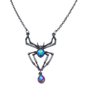 European American Halloween Alloy Jewelry Simple Diamond Spider Necklace Retro Fashion Micro Inlay Zircon Pendant