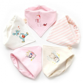 Baby Triangle Cotton Baby Double Button Newborn Child Bib 5pcs