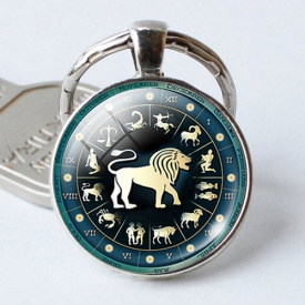 Twelve Constellation Time Gemstone Metal Key Chain