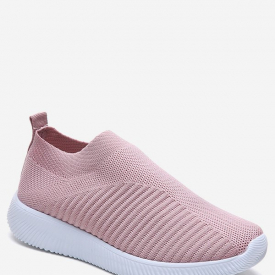 Knitted Striped Slip On Sneakers