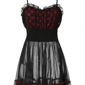 Plus Size Spaghetti Strap High Waist Babydoll