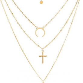 Cross Shape Coin Decoration Multilayered Necklace