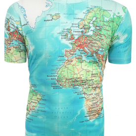 3D Map Printed Short Sleeves T-shirt