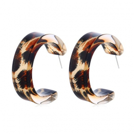 C Shape Leopard Pattern Stud Earrings