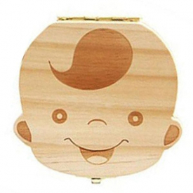 Wooden Baby Teeth Lanugo Umbilical Cord Collection Box Infant Souvenir