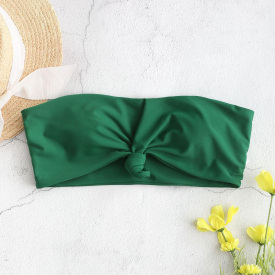 ZAFUL Knot Hem Bandeau Bikini Top M Medium sea green