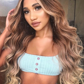 Center Part Long Body Wave Ombre Synthetic Wig